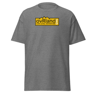 Light grey t-shirt with classic ovRland365 "Low Level Adventure" logo. ottnp.com